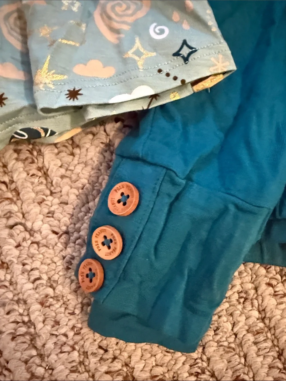 Posh Peanut Teal and Gold Space-Print Pajama Set